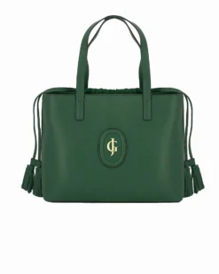 JUST GOLF - Borsa due manici verde con logo frontale e chiusura a coulisse