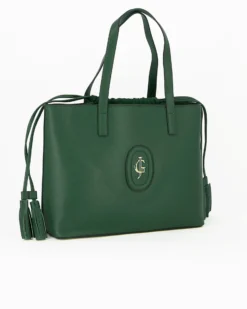 JUST GOLF - Borsa due manici verde con logo frontale e chiusura a coulisse