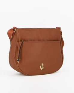 JUST GOLF - Borsa marrone con tasca frontale e tracolla regolabile