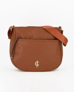 JUST GOLF - Borsa marrone con tasca frontale e tracolla regolabile