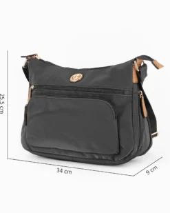JUST GOLF - Borsa nera con doppia tasca frontale, manico regolabile e cerniera ad espansione