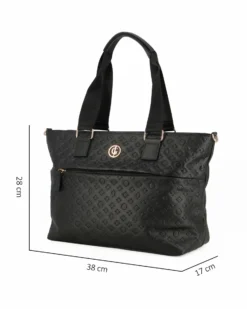 JUST GOLF - Borsa shopping nera loggata con tasca frontale e tracolla removibile