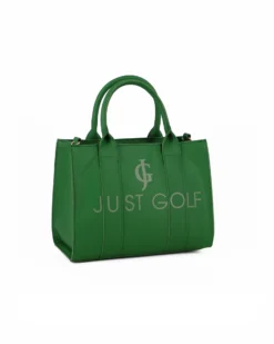 JUST GOLF - Borsetta verde due manici con stampa logo e tracolla removibile