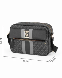 JUST GOLF - Tracolla nera/grigia loggata con tasca frontale e pattina con logo