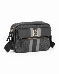 JUST GOLF - Tracolla nera/grigia loggata con tasca frontale e pattina con logo