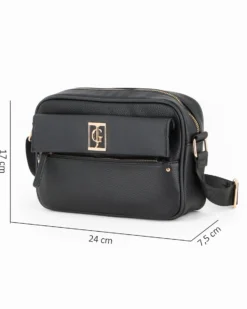 JUST GOLF - Tracolla nera loggata con tasca frontale e pattina con logo