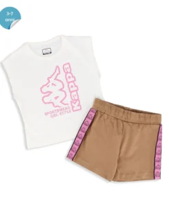 KAPPA - Completo bimba mezza manica bianco 3-7 anni in cotone