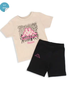 KAPPA - Completo mezza manica bambina 3-7 anni beige in cotone