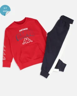 KAPPA - COMPLETO TUTA BAMBINO CON FELPA ROSSA