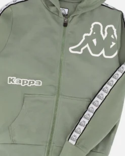 KAPPA - FELPA VERDE DA RAGAZZO CON ZIP E CAPPUCCIO