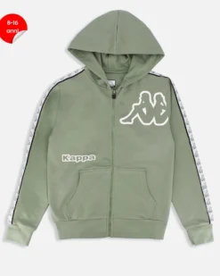 KAPPA - FELPA VERDE DA RAGAZZO CON ZIP E CAPPUCCIO
