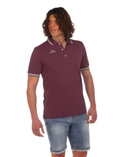 KAPPA - POLO BORDEAUX DA UOMO CON BORDINO A CONTRASTO LOGO MALTAX 8
