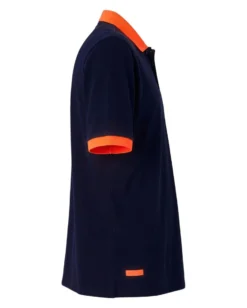 KAPPA - POLO MEZZA MANICA UOMO LOGO NEON BLU CON DETTAGLI ARANCIONI , 341N22W-A02