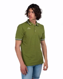 KAPPA - POLO VERDE MILITARE DA UOMO CON BORDINO A CONTRASTO LOGO MALTAX 5
