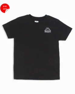 KAPPA -Tshirt manica corta nera ragazzi 8-16 anni in cotone
