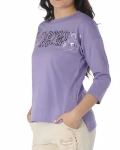 KEITH HARING - DONNA MAGLIA MANICA 3/4 LILLA, SPACCHI LATERALI