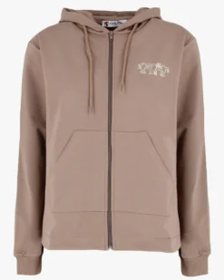 KEITH HARING - Felpa con cappuccio e full zip marrone chiaro da donna in cotone