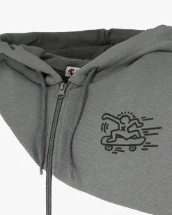 KEITH HARING - Felpa con cappuccio e full zip asfalto/bianco/taupe da uomo