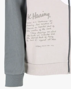 KEITH HARING - Felpa con cappuccio e full zip asfalto/bianco/taupe da uomo