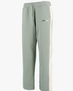 KEITH HARING - Pantalone con bande Mylar verde salvia da donna in cotone