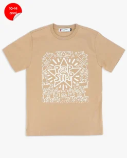 KEITH HARING - TSHIRT MANICA CORTA BEIGE IN COTONE PER RAGAZZI