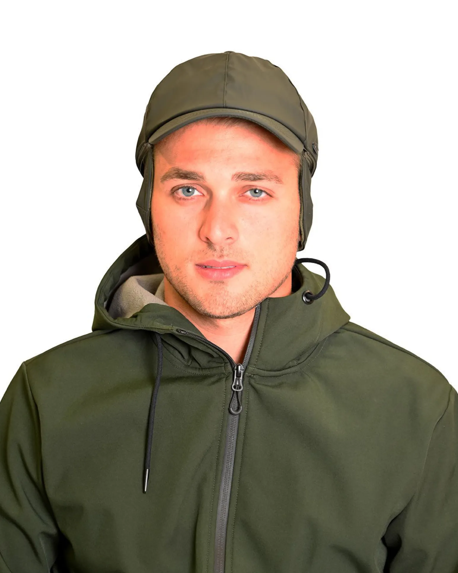 KEY UP - CAPPELLO INVERNALE VERDE DA UOMO IMPERMEABILE E ANTIVENTO CON PARAORECCHIE