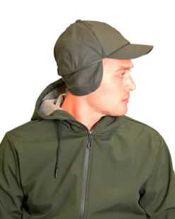 KEY UP - CAPPELLO INVERNALE VERDE  DA UOMO IMPERMEABILE  E ANTIVENTO CON PARAORECCHIE