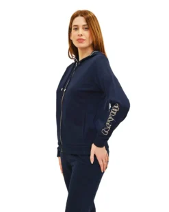 KEY UP - FELPA BLU DA DONNA CON CAPPUCCIO