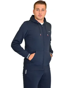 KEY UP - FELPA BLU DA UOMO  FULL ZIP E CAPPUCCIO