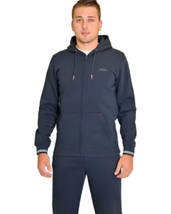 KEY UP - FELPA BLU DA UOMO  FULL ZIP E CAPPUCCIO