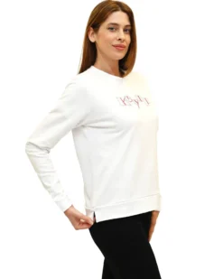 KEY UP - FELPA GIROCOLLO BIANCA DA DONNA