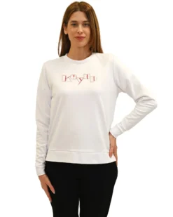 KEY UP - FELPA GIROCOLLO BIANCA DA DONNA