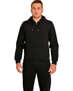 KEY UP - FELPA NERA DA UOMO CON ZIP E CAPPUCCIO