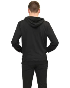 KEY UP - FELPA NERA DA UOMO FULL ZIP  CON CAPPUCCIO