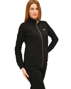 KEY UP  - FELPA NERA FULL ZIP DA DONNA