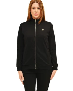 KEY UP  - FELPA NERA FULL ZIP DA DONNA