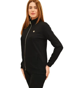 KEY UP  - FELPA NERA FULL ZIP DA DONNA