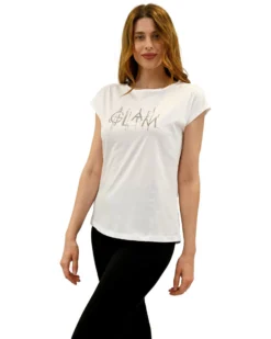 KEY UP - MAGLIA MEZZA MANICA DONNA BIANCA GLAM -  5S894/0001
