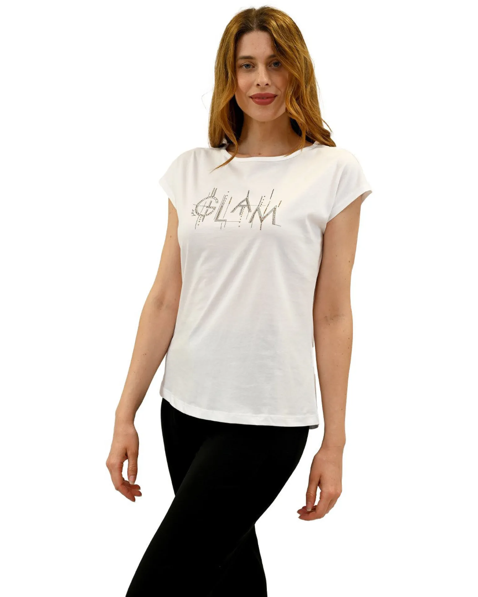 KEY UP - MAGLIA MEZZA MANICA DONNA BIANCA GLAM - 5S894/0001
