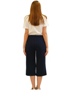 KEY UP - PANTA COULOTTE BLU IN JERSEY ELASTICIZZATO 5L861