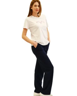KEY UP - PANTALONE BLU IN JERSEY ELASTICIZZATO DA DONNA