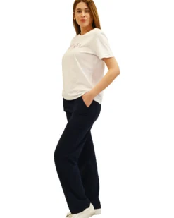 KEY UP - PANTALONE BLU IN JERSEY ELASTICIZZATO DA DONNA