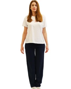 KEY UP - PANTALONE BLU IN JERSEY ELASTICIZZATO DA DONNA
