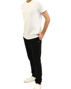 KEY UP - PANTALONE FELPA NERO DA UOMO CON POLSINO