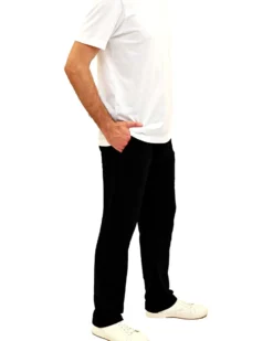 KEY UP - PANTALONE FELPA NERO DA UOMO FONDO DRITTO
