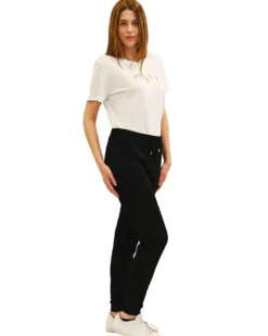 KEY UP - PANTALONE TUTA NERO CON POLSINO DA DONNA