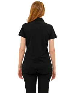 KEY UP -POLO IN PIQUET DONNA NERA CON COLLETTO - 5535Q/0002