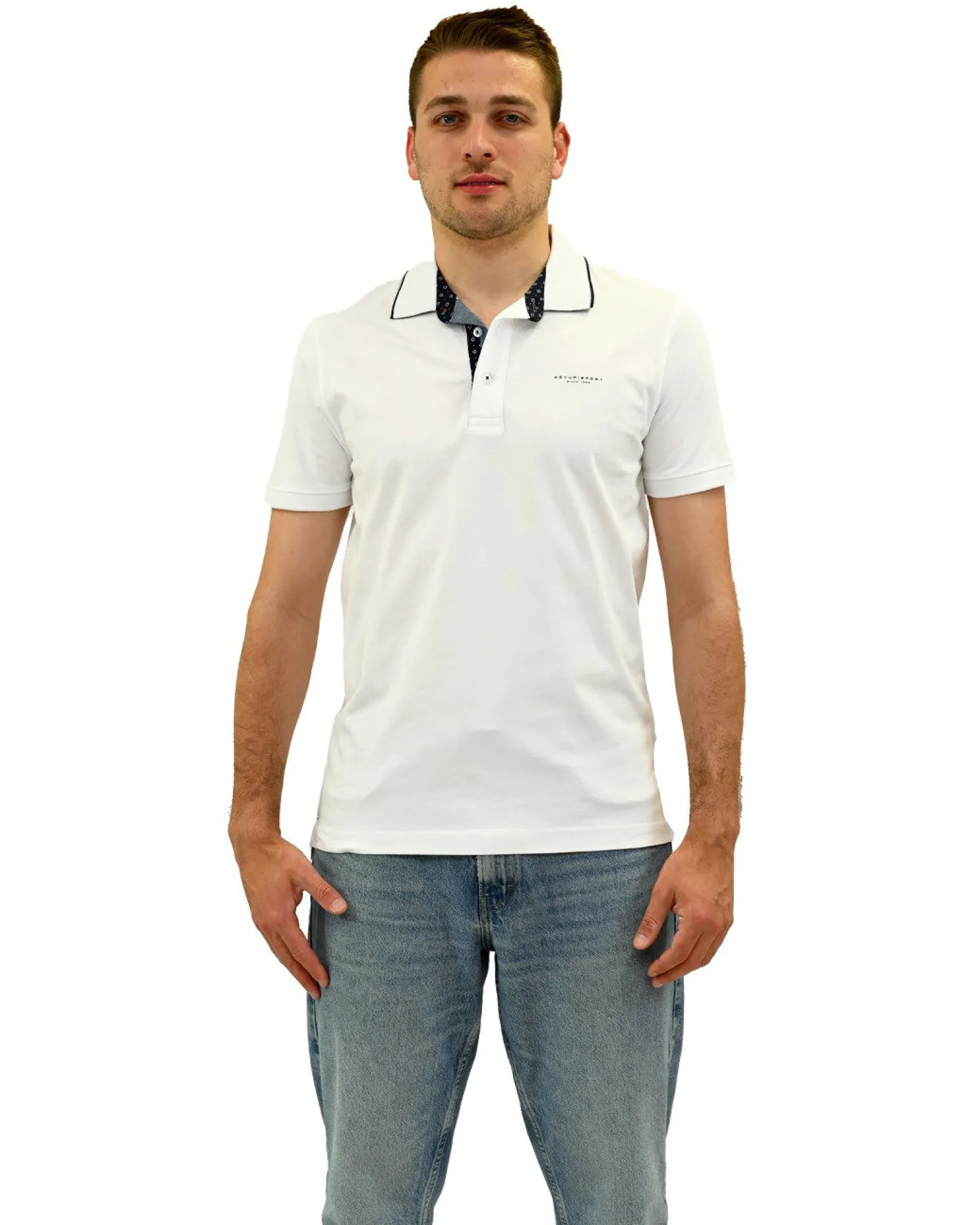 KEY UP - POLO MEZZA MANICA UOMO BIANCA - 2R521/0001