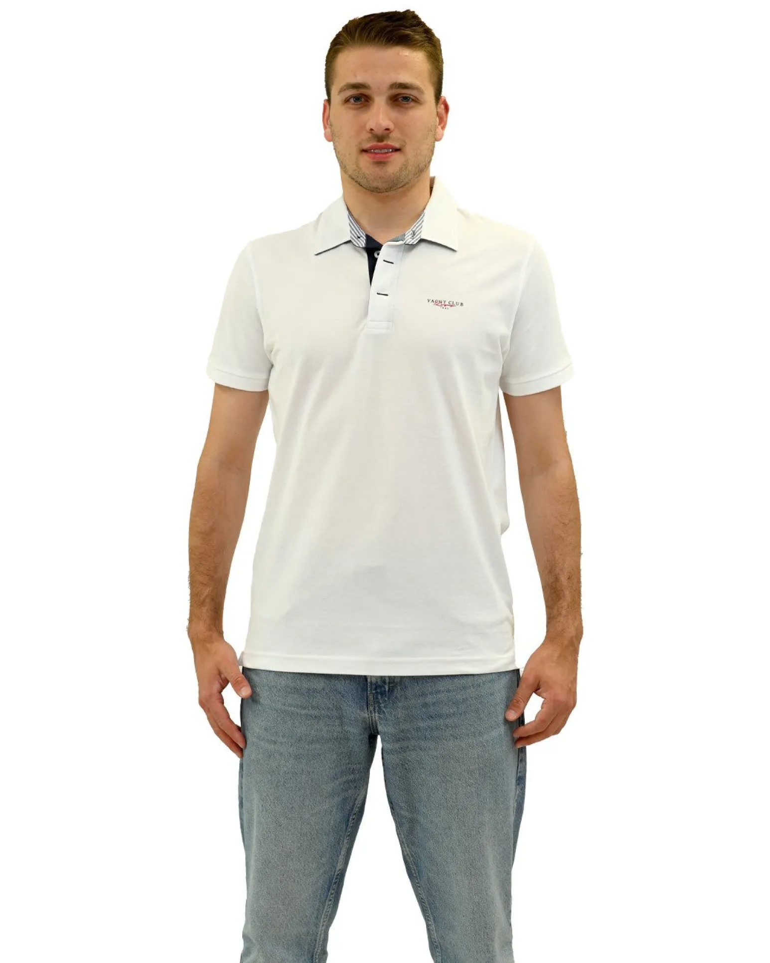 KEY UP - POLO MEZZA MANICA UOMO IN PIQUET BIANCA PQ YACHT - 2Q512/0001