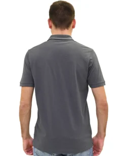 KEY UP - POLO MEZZA MANICA UOMO IN PIQUET GRIGIA CON RIGHINO BIANCO E NERO - 2Q827/1416